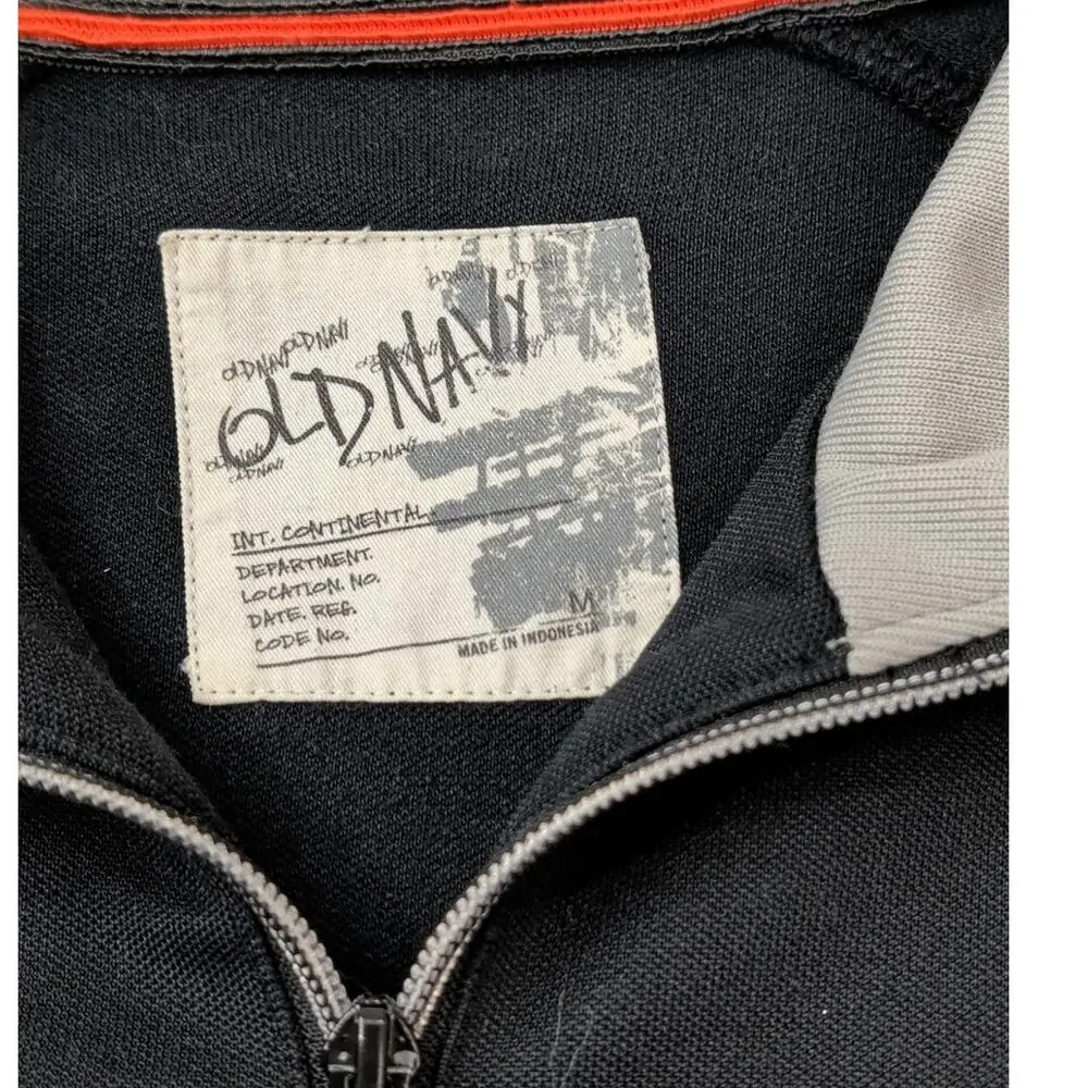 Vintage Old Navy Full Zip Jacket MED Shawl Collar Black Y2K Cotton Blend Unisex